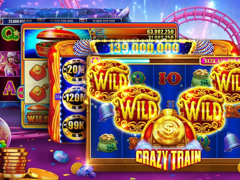 Hình ảnh minh họa các thuật ngữ casino trực tuyến, với máy slot và bàn bài