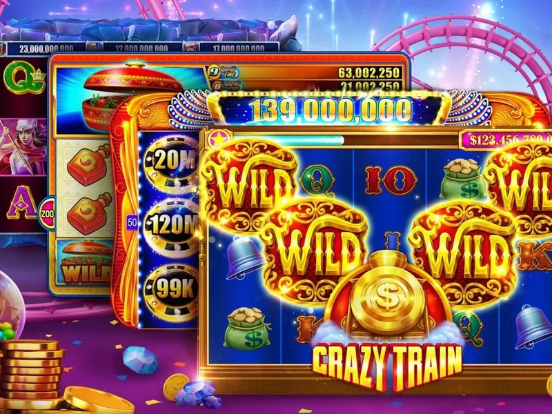 Hình ảnh minh họa các thuật ngữ casino trực tuyến, với máy slot và bàn bài